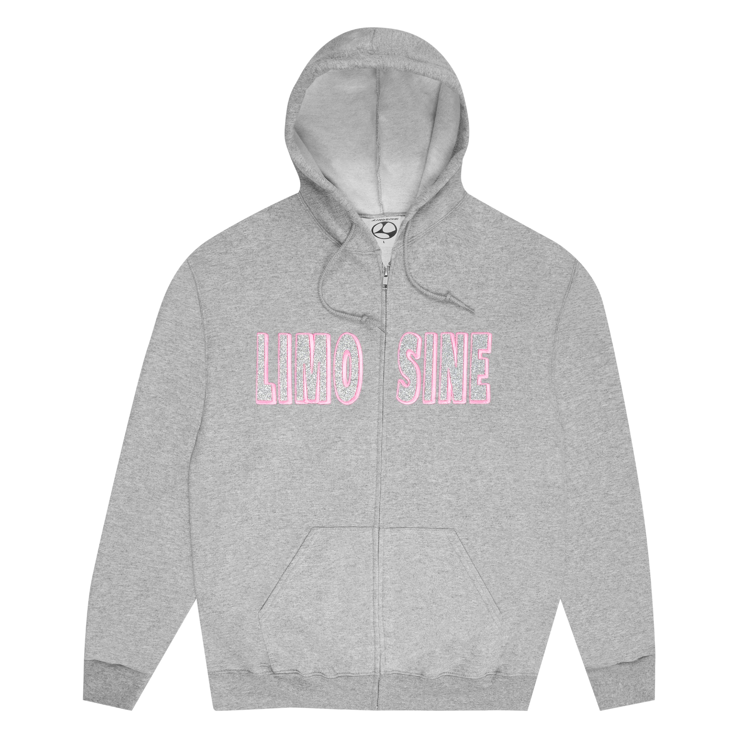 LIMOSINE Sparkle Zip Up - Grey Heather / Pink
